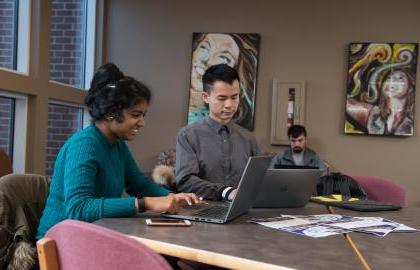 Students working on computers